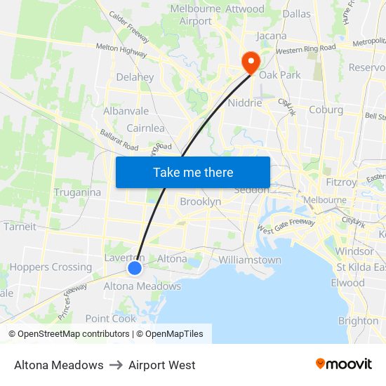 Altona Meadows to Airport West map