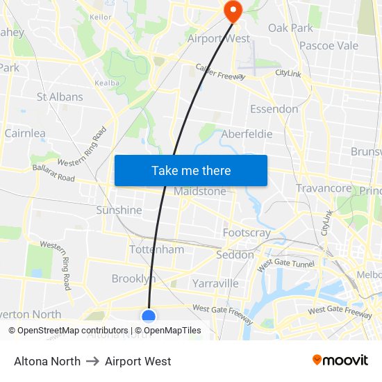 Altona North to Airport West map