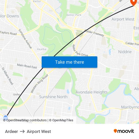 Ardeer to Airport West map