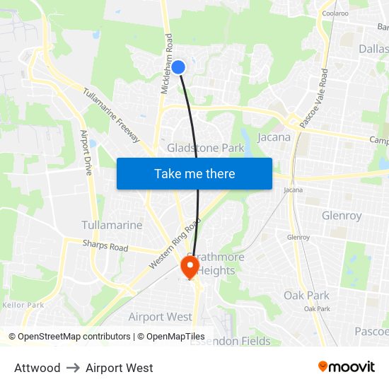 Attwood to Airport West map