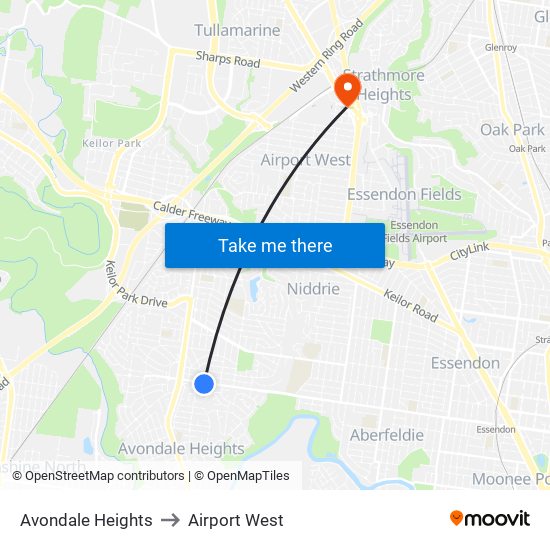 Avondale Heights to Airport West map