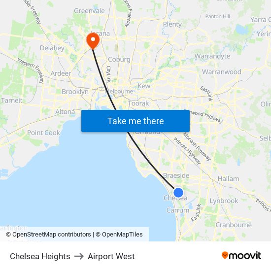 Chelsea Heights to Airport West map