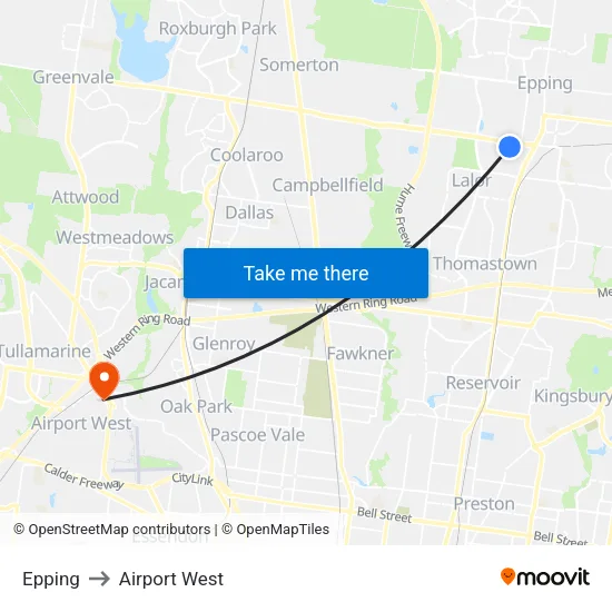 Epping to Airport West map