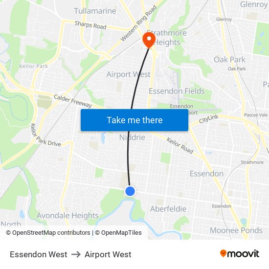 Essendon West to Airport West map