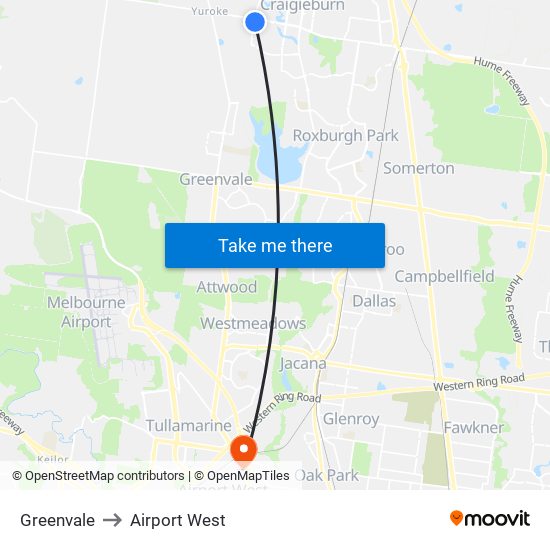 Greenvale to Airport West map