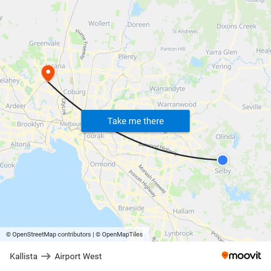 Kallista to Airport West map