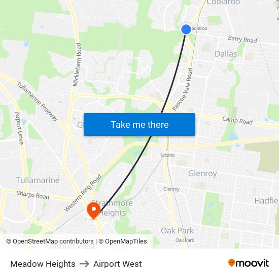 Meadow Heights to Airport West map
