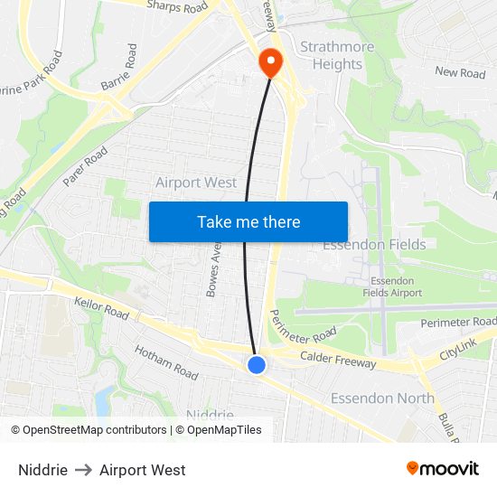 Niddrie to Airport West map