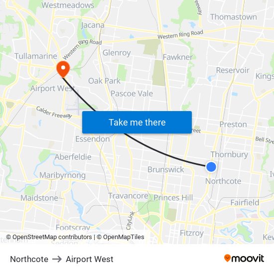 Northcote to Airport West map