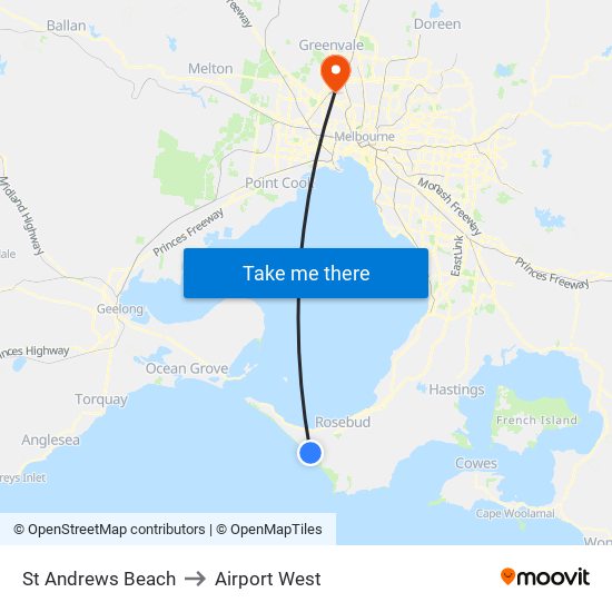 St Andrews Beach to Airport West map