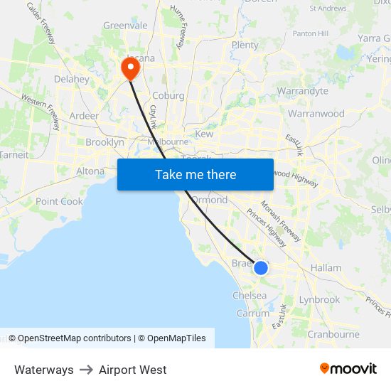 Waterways to Airport West map