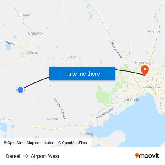 Dereel to Airport West map