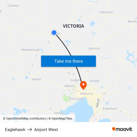 Eaglehawk to Airport West map