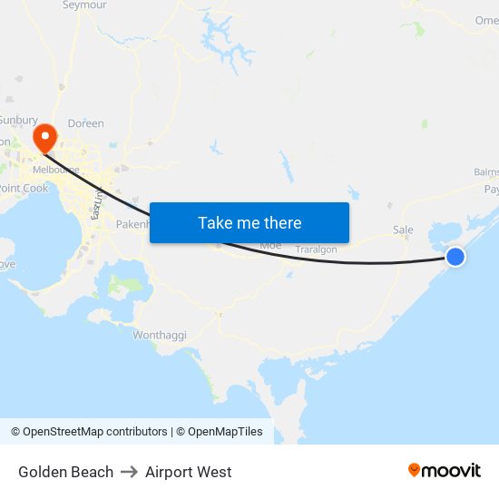 Golden Beach to Airport West map