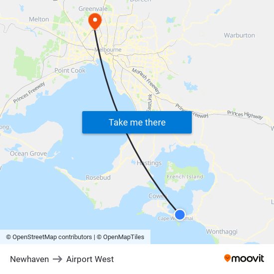 Newhaven to Airport West map