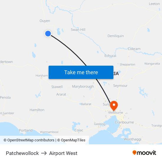 Patchewollock to Airport West map