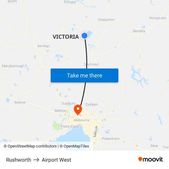 Rushworth to Airport West map