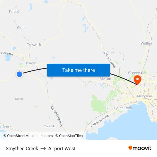 Smythes Creek to Airport West map