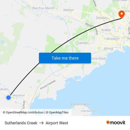 Sutherlands Creek to Airport West map