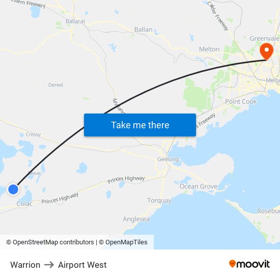 Warrion to Airport West map