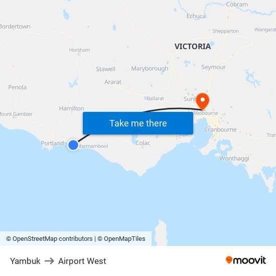 Yambuk to Airport West map