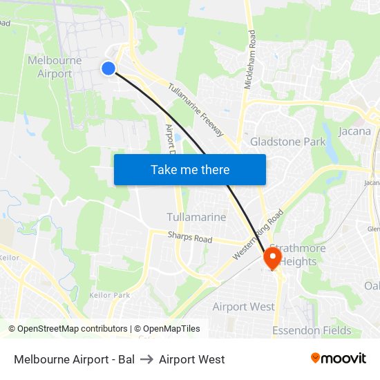 Melbourne Airport - Bal to Airport West map