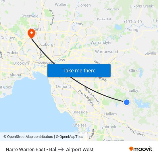 Narre Warren East - Bal to Airport West map