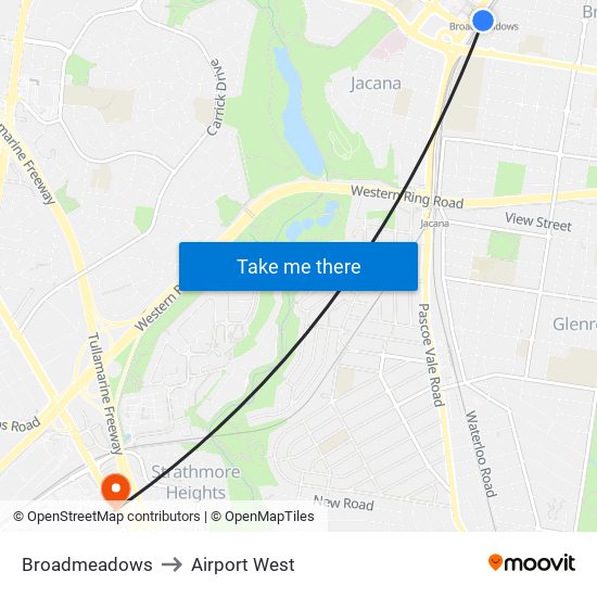 Broadmeadows to Airport West map