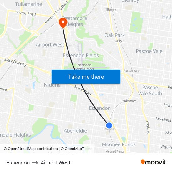 Essendon to Airport West map