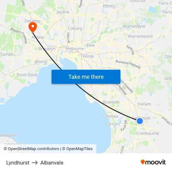Lyndhurst to Albanvale map