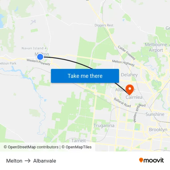 Melton to Albanvale map