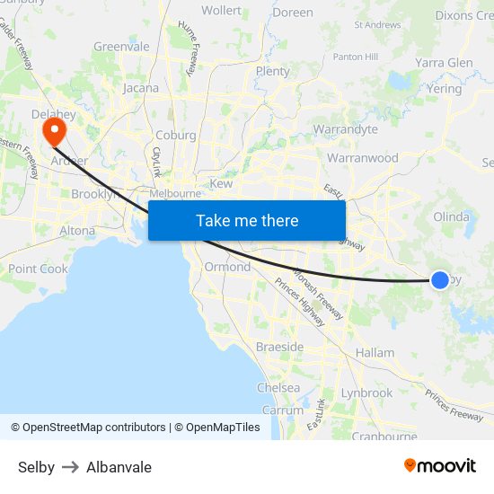Selby to Albanvale map