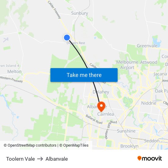 Toolern Vale to Albanvale map