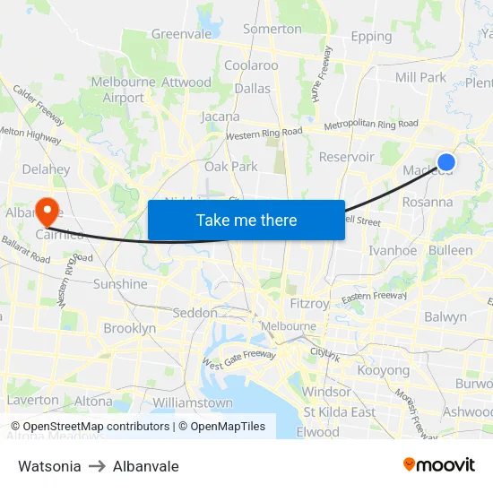 Watsonia to Albanvale map