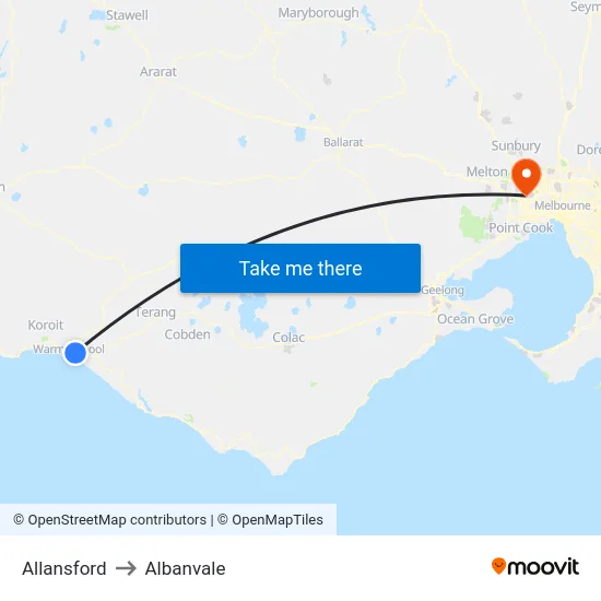 Allansford to Albanvale map