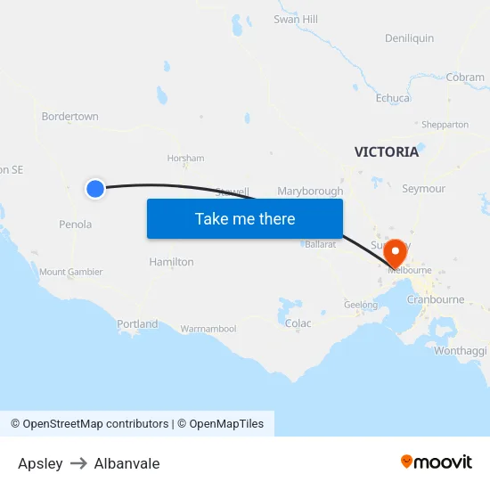 Apsley to Albanvale map