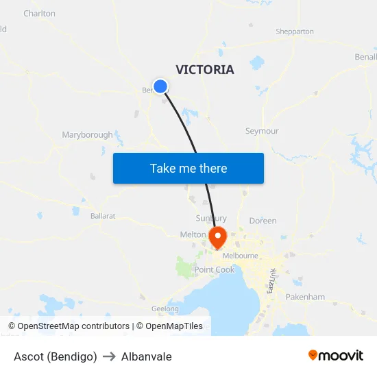 Ascot (Bendigo) to Albanvale map