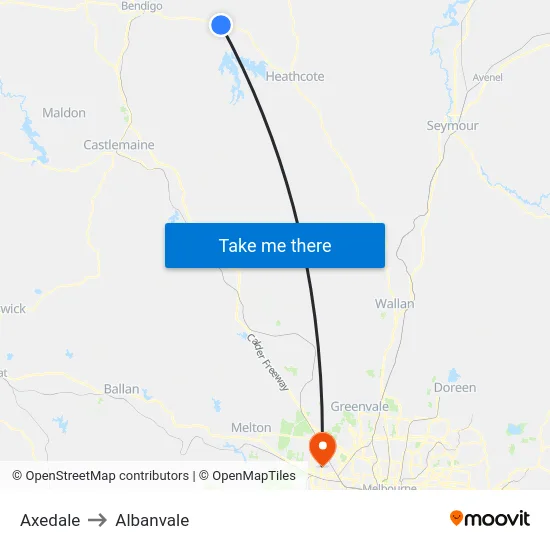 Axedale to Albanvale map