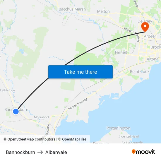 Bannockburn to Albanvale map