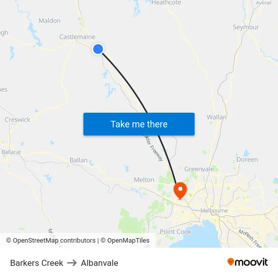 Barkers Creek to Albanvale map
