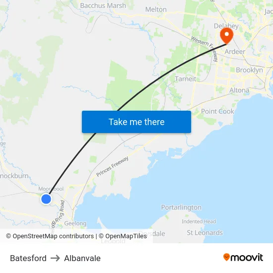 Batesford to Albanvale map