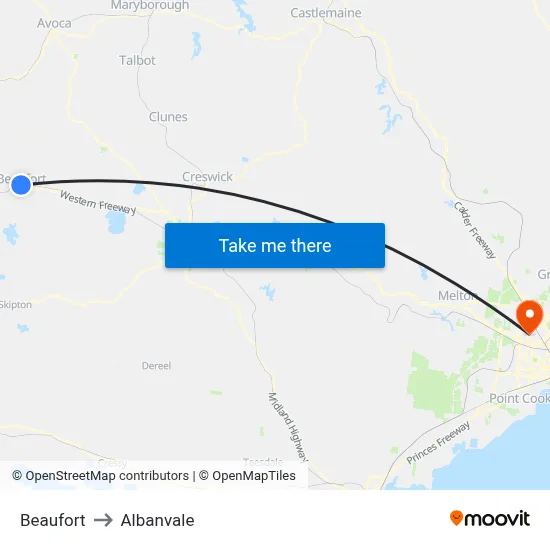 Beaufort to Albanvale map