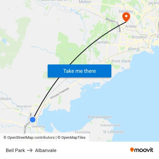 Bell Park to Albanvale map