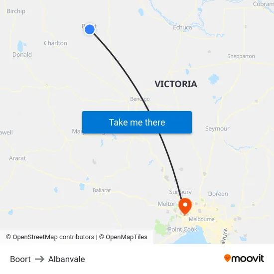 Boort to Albanvale map