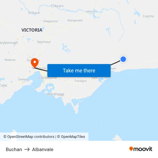 Buchan to Albanvale map