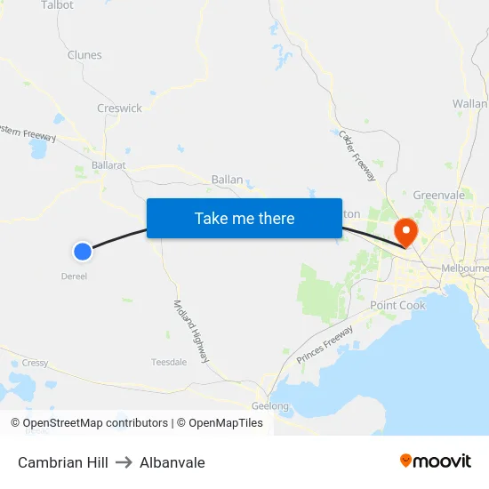 Cambrian Hill to Albanvale map