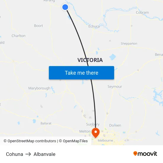 Cohuna to Albanvale map