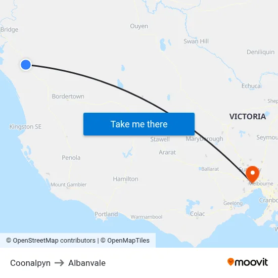Coonalpyn to Albanvale map