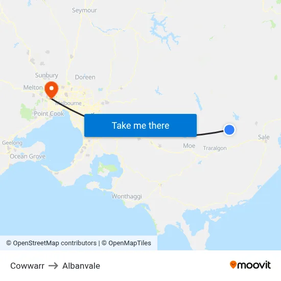 Cowwarr to Albanvale map