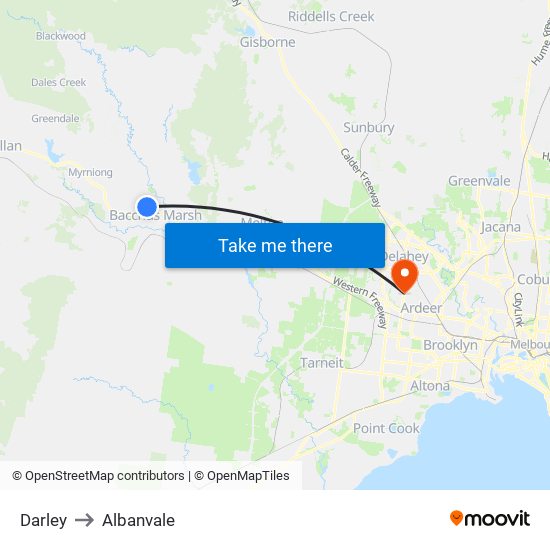 Darley to Albanvale map